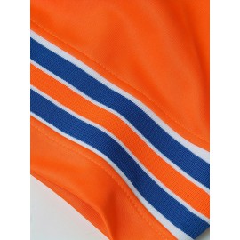 Men's Orange # 9 Breathable Rugby Shirt, Sports V-neck Short Sleeve Training Match Uniform, Embroidered American Football Shirt