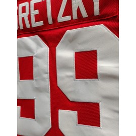 Men's Red #99 Maple Ice Hockey Sweatshirt - Breathable Loose Fit V-Neck with Gretzky Embroidered Design & Canadian Maple Leaf, Sporty Casual Streetwear for All Seasons, Machine Washable, Seasonal Attire, Embroidered Detailing