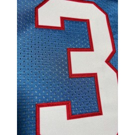 Men's Moon Blue #34 Embroidered American Football Jersey - Loose Fit Breathable V-Neck Rugby Top for Casual Streetwear, Sports & Outdoor Activities | All-Season Comfort, Machine Washable, Athletic Leisure Wear