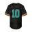 Men's Black #10 Embroidered Rugby Shirt - Breathable Loose Fit V-Neck Jersey Top with Teal & Orange Accents for Casual, Sports & Outdoor Activities - All-Season Machine Washable, Casual Streetwear, Sporty Aesthetic, Comfortable Fit