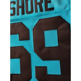 Men's #69 Moon Orchid Ice Hockey Jersey - Teal & Brown Retro Embroidered V-Neck Sweatshirt, Loose Fit, Breathable Polyester for Sports, Streetwear & Casual Outings
