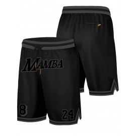 Men's black gray # 8-24 basketball shorts, classic letter embroidery design, button style short sleeved breathable shirt, suitable for training and competition