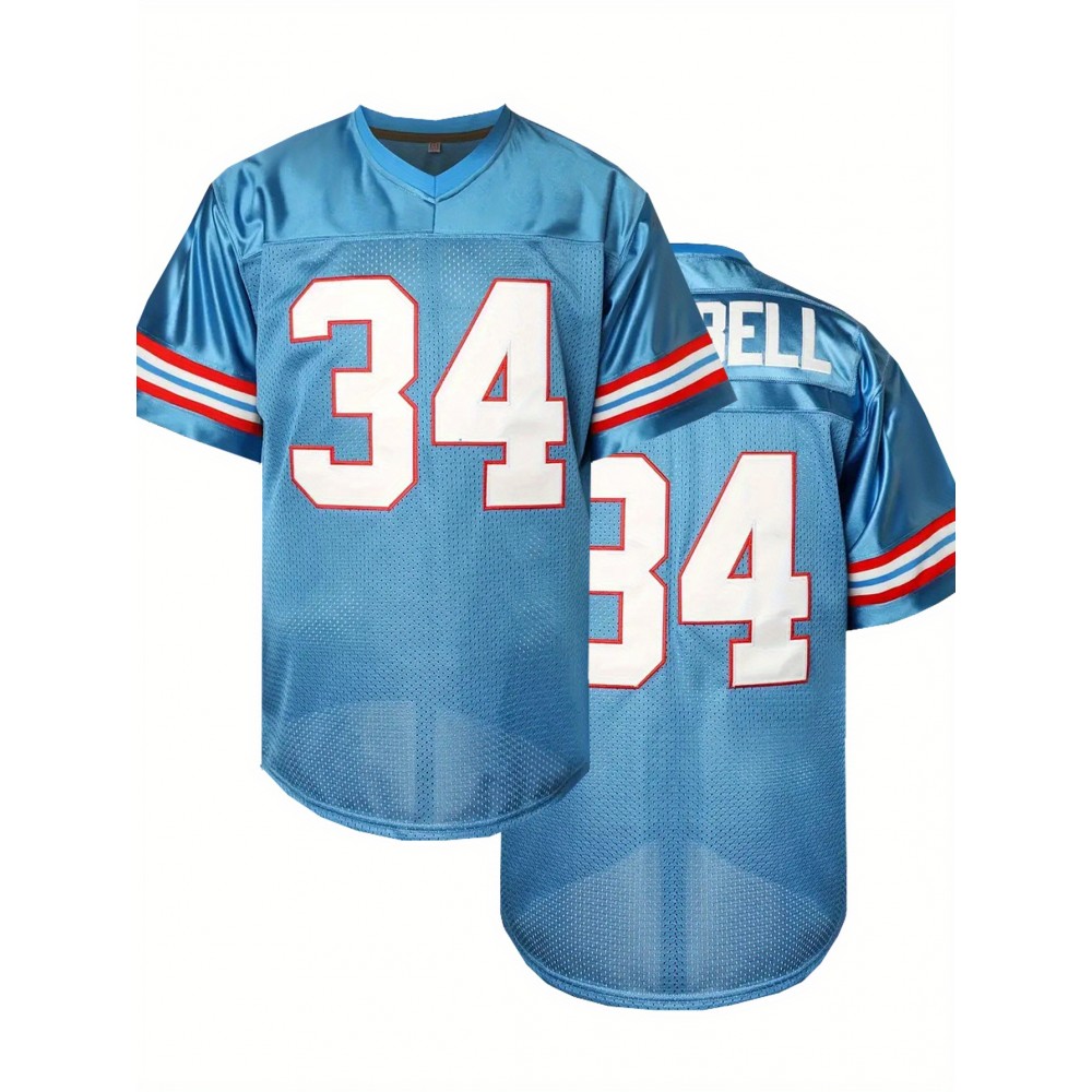 Men'S Moon Orchid # 34 American Football Jacket Loose Embroidered Sports, Fashionable, Casual, Street Breathable Rugby Top