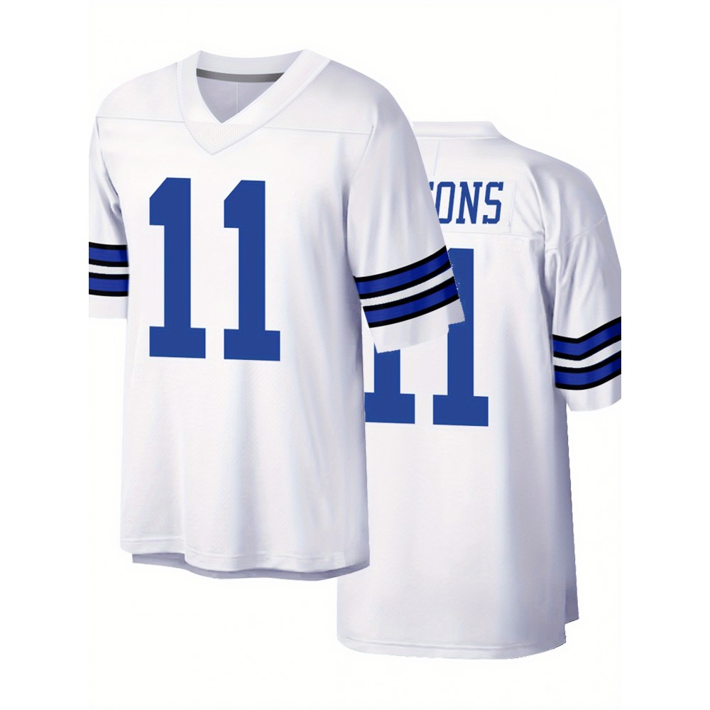 Men'S White # 11 American Football Jersey Casual Loose Letter Embroidered Sports Style, Fashionable Street Breathable Football Jersey
