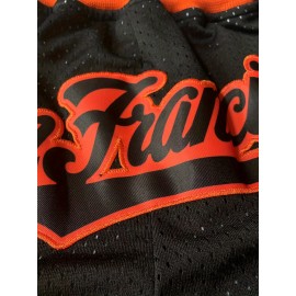 Men's Black # Basketball Shorts, Classic Letter Embroidery Design, Button Style Short Sleeved Breathable Shirt, Suitable For Training And Competition