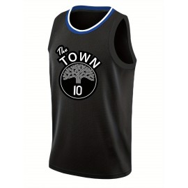 Men'S Black # 10 Basketball Jersey, Classic Retro High-End Embroidered Letters, Casual Loose Breathable Vest Round Neck Basketball Suit