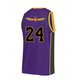Men'S Purple Snake Skin Basketball Suit # 24 Classic Retro Embroidered Letter Sleeveless Sweat wicking Breathable Tank Top Basketball Suit