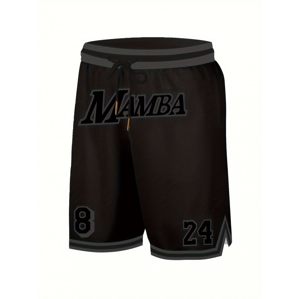[Size 8-24 Basketball Shorts] Men's black gray # 8-24 basketball shorts, classic letter embroidery design, button style short sleeved breathable shirt, suitable for training and competition