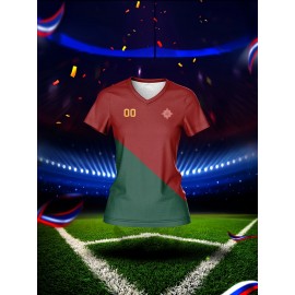 Custom Name and Number Women'S V-Neck Football Jersey Team Training Sportswear Comfortable Breathable Quick-Dry Casual Wear