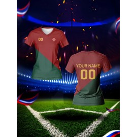 Custom Name and Number Women'S V-Neck Football Jersey Team Training Sportswear Comfortable Breathable Quick-Dry Casual Wear