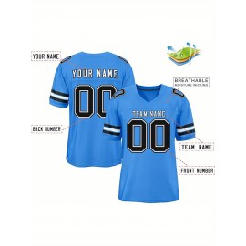 Custom Football Jersey - Personalized Team & Number, Breathable Sweat-Wicking Fabric, V-Neck Design for Men & Women, Plus Size Sports Training T-Shirt for Summer, Football Jersey, Sports Fan Apparel, Sporty Aesthetic, Comfortable Fit