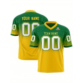 Customizable Plus Size Women'S Football Jersey - Personalized Name & Number, V-Neck Short Sleeve, Black & Neon Green with White Stripes & Logo, Breathable Summer Sports Training Uniform for Outdoor Competition