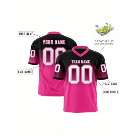 Customizable Plus Size Women'S Football Jersey - Personalized Name & Number, V-Neck Short Sleeve, Black & Neon Green with White Stripes & Logo, Breathable Summer Sports Training Uniform for Outdoor Competition