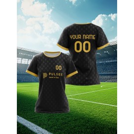 Women's Plus-Size Soccer Uniforms Custom with Team Name & Jersey Number - Personalized Sports Jerseys in Navy Blue & Golden, Breathable Fabric for Female Athletes - Ideal for Soccer, Softball, Basketball Teams, Team Apparel, Sporty Style, Comfortable Fit