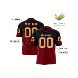 Customizable Plus Size Women'S Football Jersey - Personalized Name & Number, V-Neck Short Sleeve, Black & Neon Green with White Stripes & Logo, Breathable Summer Sports Training Uniform for Outdoor Competition