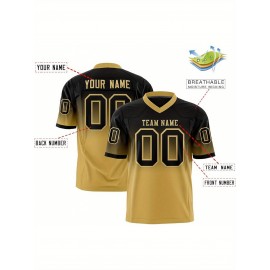 Customizable Plus Size Women'S Football Jersey - Personalized Name & Number, V-Neck Short Sleeve, Black & Neon Green with White Stripes & Logo, Breathable Summer Sports Training Uniform for Outdoor Competition