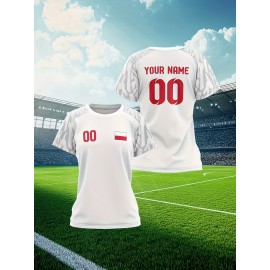Customizable Women's Plus-Size Football & Baseball Jerseys - Personalized Team Name & Number, Soft Breathable Fabric, Round Neck Summer Sports Casual Wear, Outdoor Team Uniforms