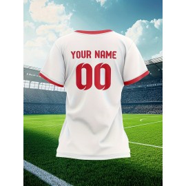 Customizable Women's Plus-Size Football & Baseball Jerseys - Personalized Team Name & Number, Soft Breathable Fabric, Round Neck Summer Sports Casual Wear, Outdoor Team Uniforms