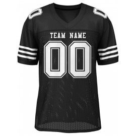 Custom Football Jersey - Personalized Team & Number, Breathable Sweat-Wicking Fabric, V-Neck Design for Men & Women, Plus Size Sports Training T-Shirt for Summer, Football Jersey, Sports Fan Apparel, Sporty Aesthetic, Comfortable Fit