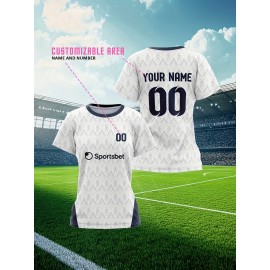 Customizable Plus Size Football Jersey for Women - Personalized Name & Number, Vibrant Soccer Graphic, Soft & Comfortable Fabric, Perfect for Training & Sports Activities, Soccer Accessories