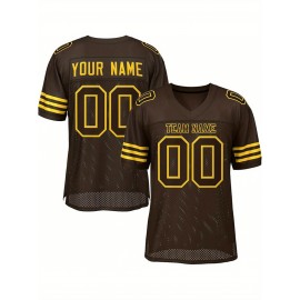 Customized Fitted Plus Size Football Jersey, Personalized Team Name Number, Large Size Women'S Sports Jersey, V-Neck, Non-Stretch Fabric, Print, Summer, with Team Logo, for Sports Activities